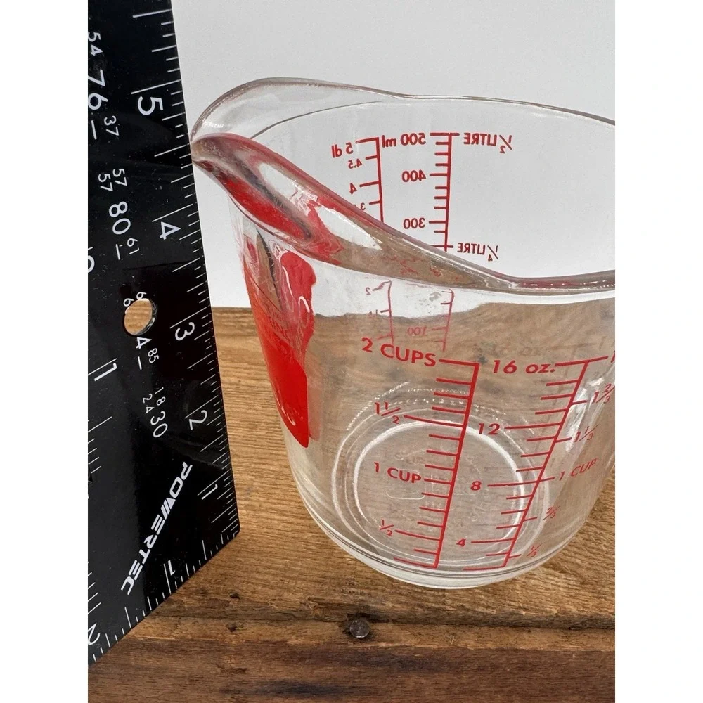 Vintage Anchor Hocking 2-Cup Glass Measuring Cup #498 Oven‎ Originals D Handle